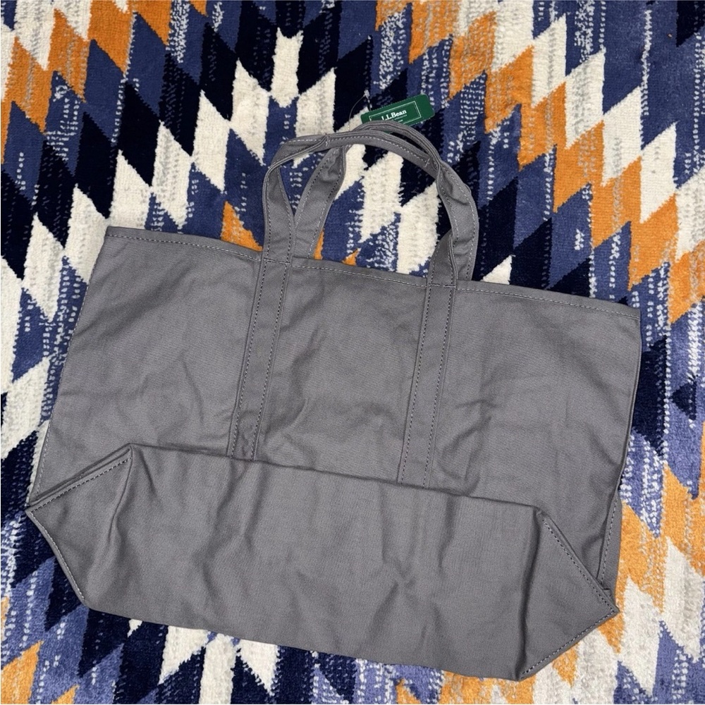 LL Bean Grocery Tote Bag Cotton Grey Japan Exclusive New NWT Platinum - Picture 6 of 7